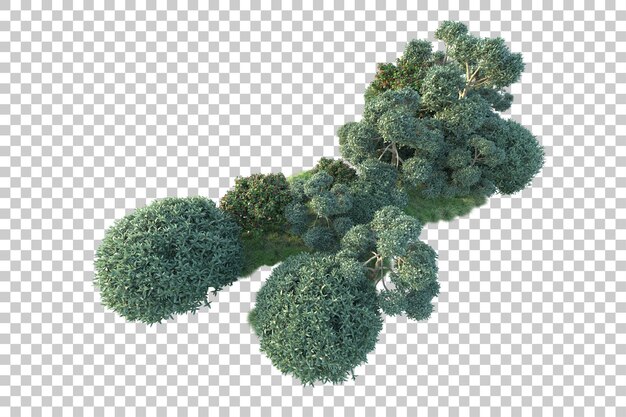 Paesaggio verde isolato su sfondo trasparente 3d rendering illustrazione