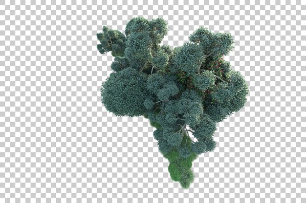 Paesaggio verde isolato su sfondo trasparente 3d rendering illustrazione