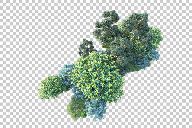 Paesaggio verde isolato su sfondo trasparente 3d rendering illustrazione