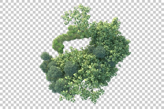 Paesaggio verde isolato su sfondo trasparente 3d rendering illustrazione