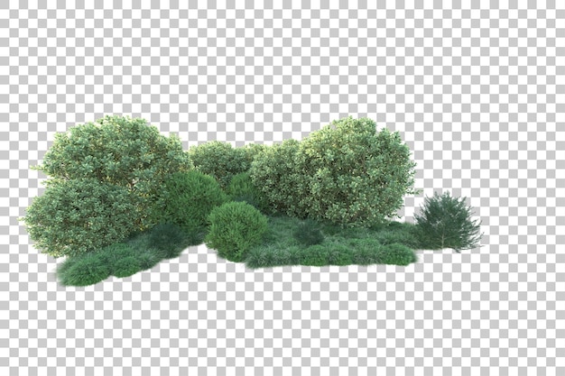 Paesaggio verde isolato su sfondo trasparente illustrazione del rendering 3d