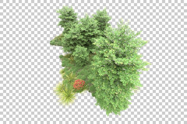 Paesaggio verde isolato su sfondo trasparente illustrazione del rendering 3d