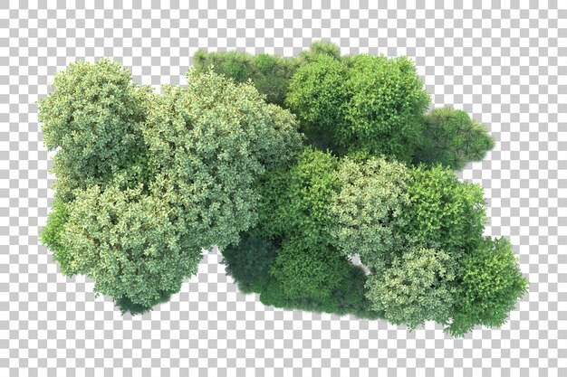 Paesaggio verde isolato su sfondo trasparente illustrazione del rendering 3d