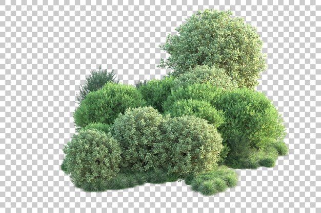 Paesaggio verde isolato su sfondo trasparente illustrazione del rendering 3d