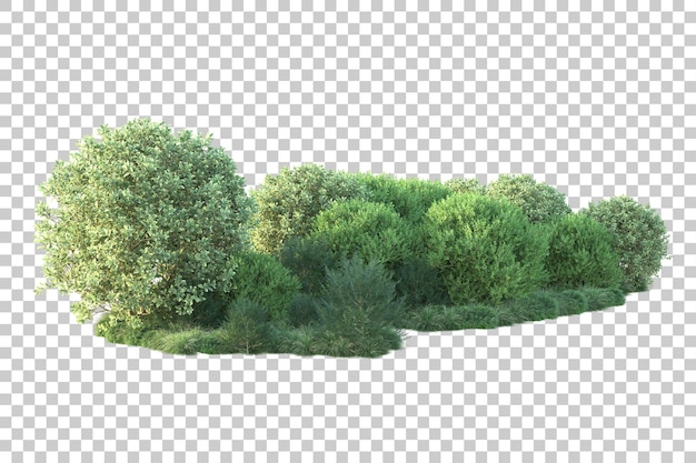 Paesaggio verde isolato su sfondo trasparente illustrazione del rendering 3d