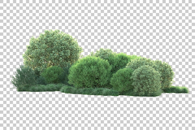 Paesaggio verde isolato su sfondo trasparente illustrazione del rendering 3d