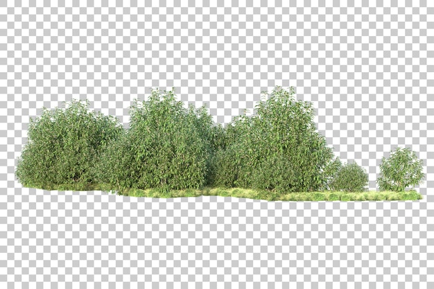 Paesaggio verde isolato su sfondo trasparente illustrazione del rendering 3d
