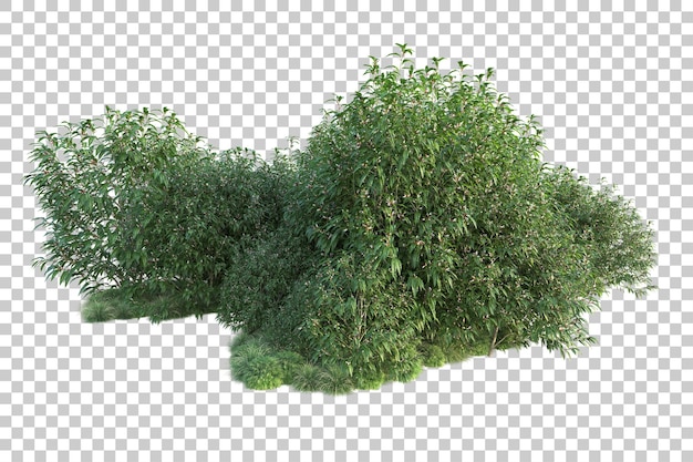 Paesaggio verde isolato su sfondo trasparente illustrazione del rendering 3d