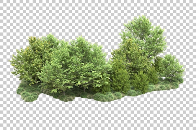 Paesaggio verde isolato su sfondo trasparente illustrazione del rendering 3d