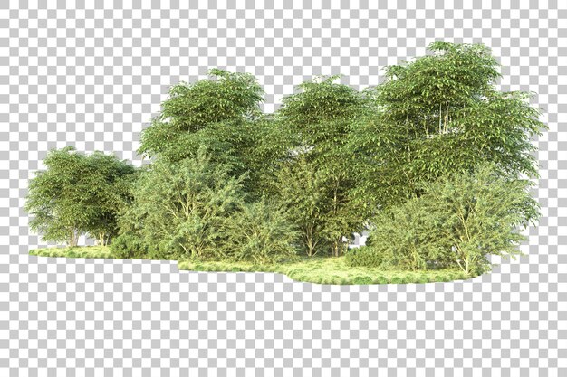 Paesaggio verde isolato su sfondo trasparente illustrazione del rendering 3d
