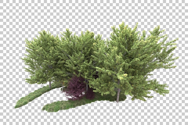 Paesaggio verde isolato su sfondo trasparente illustrazione del rendering 3d