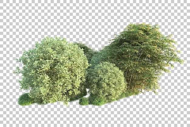 Paesaggio verde isolato su sfondo trasparente illustrazione del rendering 3d