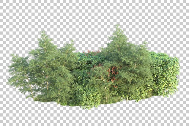 Paesaggio verde isolato su sfondo trasparente illustrazione del rendering 3d