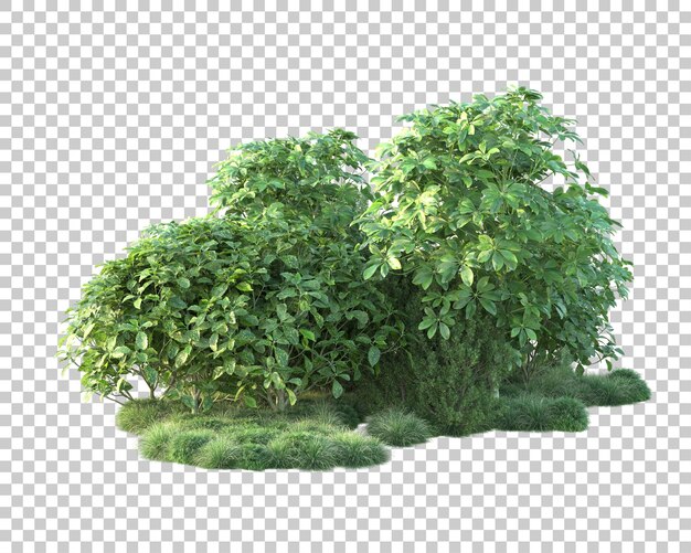 Paesaggio verde isolato su sfondo trasparente illustrazione del rendering 3d