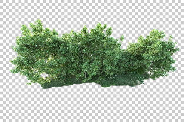 Paesaggio verde isolato su sfondo trasparente illustrazione del rendering 3d