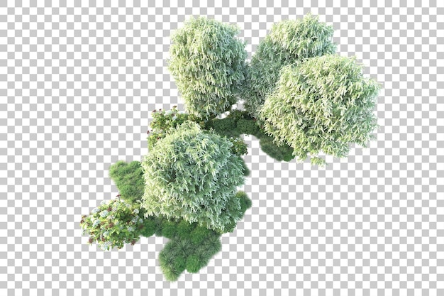 Paesaggio verde isolato su sfondo trasparente illustrazione del rendering 3d