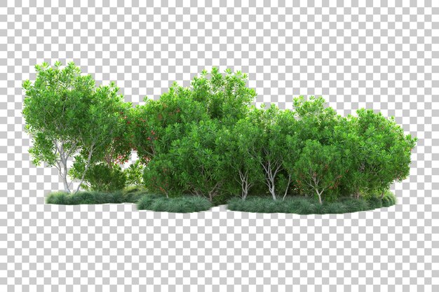Paesaggio verde isolato su sfondo trasparente illustrazione del rendering 3d