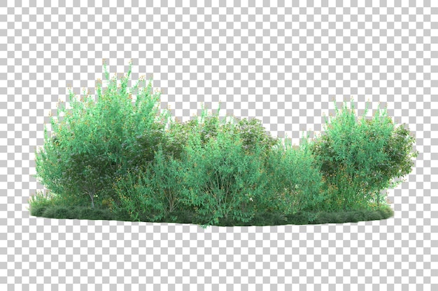 Paesaggio verde isolato su sfondo trasparente illustrazione del rendering 3d