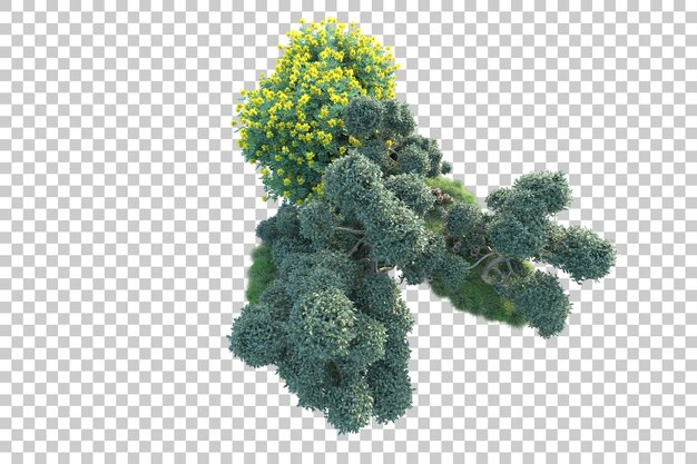 Paesaggio verde isolato su sfondo trasparente illustrazione del rendering 3d