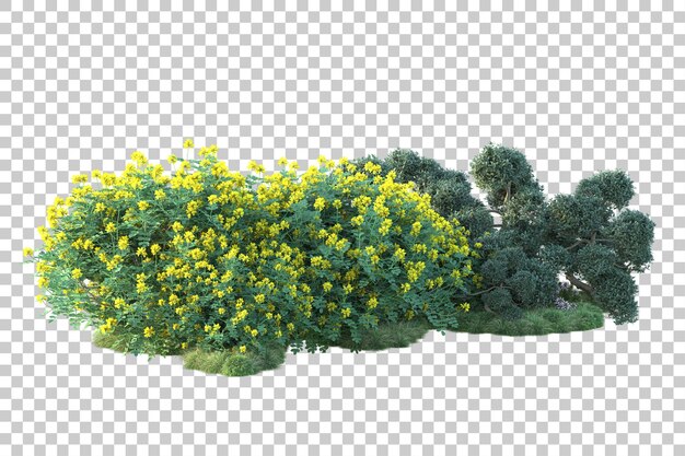 Paesaggio verde isolato su sfondo trasparente illustrazione del rendering 3d