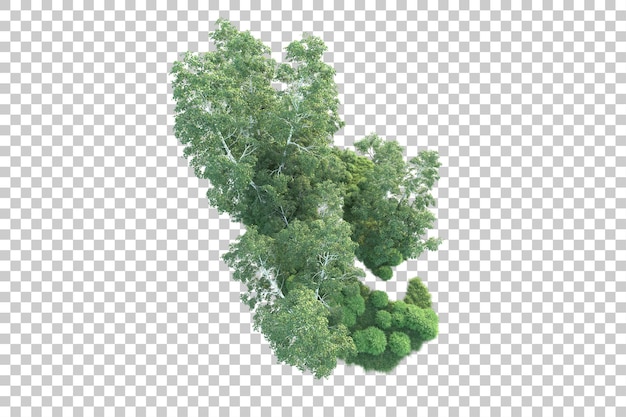 Paesaggio verde isolato su sfondo trasparente illustrazione del rendering 3d