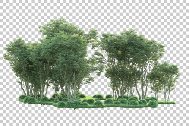 Paesaggio verde isolato su sfondo trasparente illustrazione del rendering 3d
