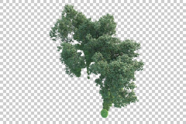 Paesaggio verde isolato su sfondo trasparente illustrazione del rendering 3d