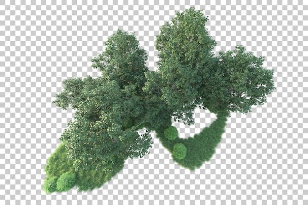 Paesaggio verde isolato su sfondo trasparente illustrazione del rendering 3d