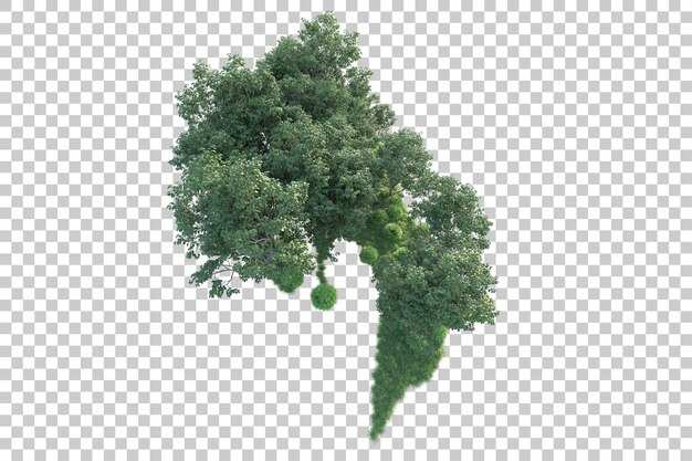 Paesaggio verde isolato su sfondo trasparente illustrazione del rendering 3d