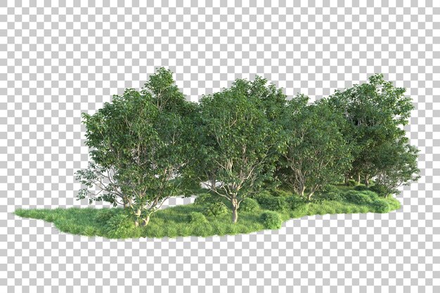 Paesaggio verde isolato su sfondo trasparente illustrazione del rendering 3d