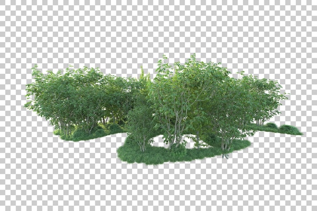 Paesaggio verde isolato su sfondo trasparente illustrazione del rendering 3d