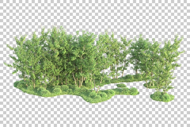 Paesaggio verde isolato su sfondo trasparente illustrazione del rendering 3d