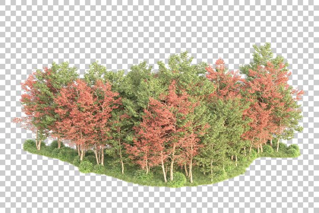Paesaggio verde isolato su sfondo trasparente illustrazione del rendering 3d