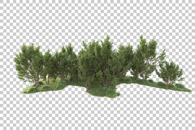 Paesaggio verde isolato su sfondo trasparente illustrazione del rendering 3d
