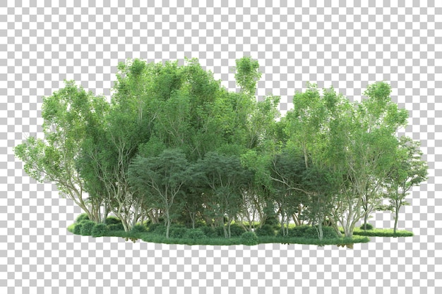 Paesaggio verde isolato su sfondo trasparente illustrazione del rendering 3d