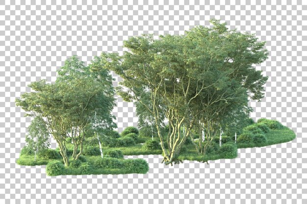 Paesaggio verde isolato su sfondo trasparente illustrazione del rendering 3d