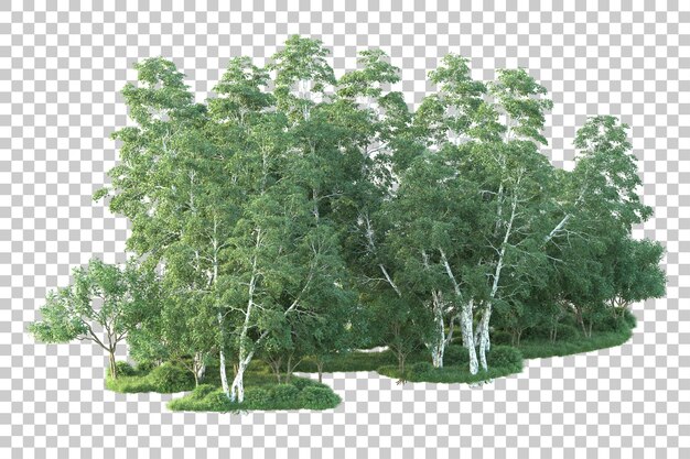 Paesaggio verde isolato su sfondo trasparente illustrazione del rendering 3d