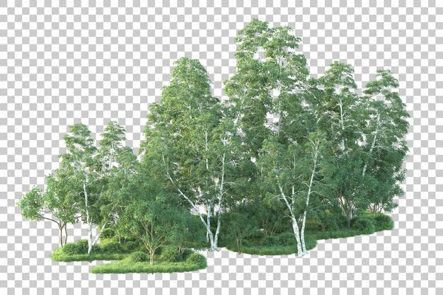 Paesaggio verde isolato su sfondo trasparente illustrazione del rendering 3d