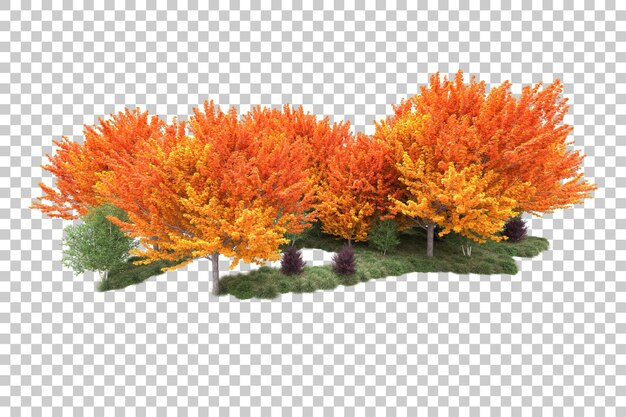 Paesaggio verde isolato su uno sfondo trasparente illustrazione di rendering 3D