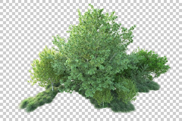 Paesaggio verde isolato su uno sfondo trasparente illustrazione di rendering 3D