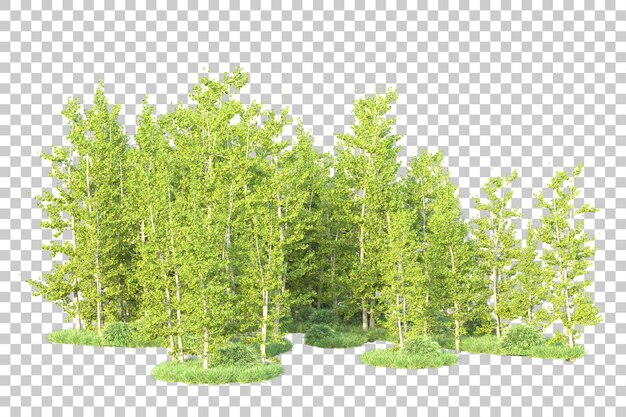 Paesaggio verde isolato su uno sfondo trasparente illustrazione di rendering 3D