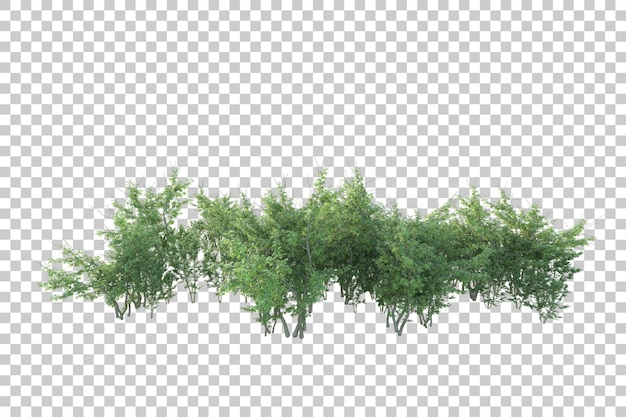 Paesaggio verde isolato su uno sfondo trasparente illustrazione di rendering 3D
