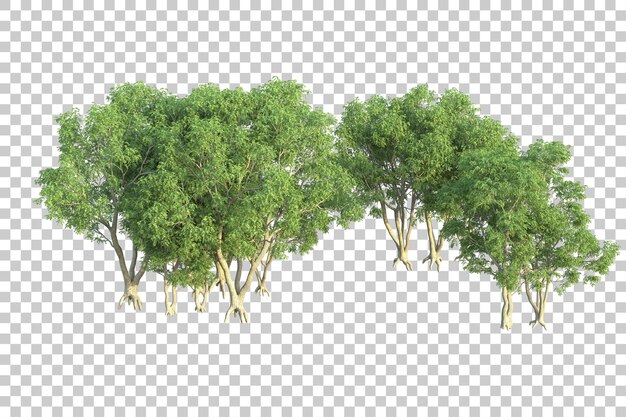 Paesaggio verde isolato su uno sfondo trasparente illustrazione di rendering 3D