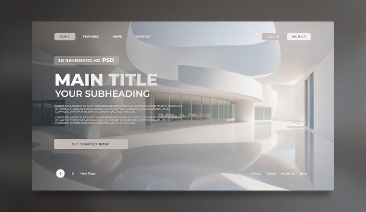 PSD page d'accueil de l'art moderne de l'architecture
