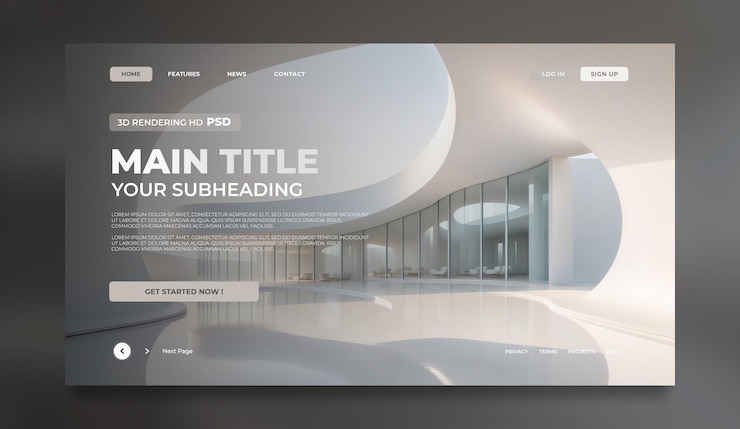 PSD page d'accueil de l'art moderne de l'architecture