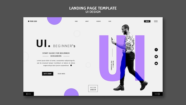 Page de destination de la conception de l'interface utilisateur