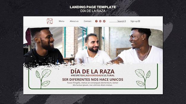 PSD page de destination de dia de la raza