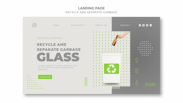 PSD page de destination du concept de recyclage