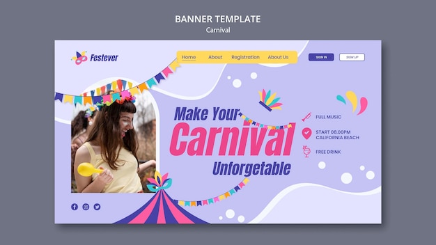 PSD page de destination du divertissement du carnaval