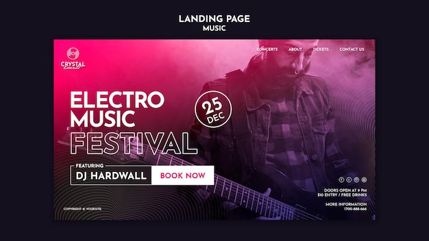 PSD page de destination du festival de musique électro